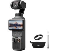 DJI Pack Esencial Osmo Pocket 4, cámara para videovlogs de Bolsillo con estabilizador, 1″ CMOS y 4K/240 fps, estabilización de 3 Ejes, Rango dinámico de 14 Pasos, Almacenamiento Interno de 107 GB