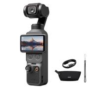 DJI Pack Esencial Osmo Pocket 4, cámara para videovlogs de Bolsillo con estabilizador, 1″ CMOS y 4K/240 fps, estabilización de 3 Ejes, Rango dinámico de 14 Pasos, Almacenamiento Interno de 107 GB
