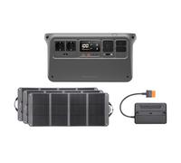 DJI Power 1000 V2 - Estación de energía portátil de 1024 Wh, 2600 W con 3 paneles solares de 120 W, 1 controlador MPPT, generador eléctrico para camping/hogar/autocaravanas.