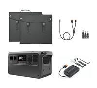 DJI Power 1000V2 - Estación de alimentación portátil de 1024 Wh, con 2 paneles solares plegables de 100 W, DC5521 hembra a Anderson 30 A/XT60 hembra, adaptador DC 3 en 1, 1 MPPT.