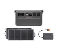 DJI Power 1000V2 - Estación de energía portátil de 1024 Wh, 2600 W con 2 Zignes paneles solares de 120 W, 1 controlador MPPT, generador eléctrico para camping/hogar/autocaravanas.
