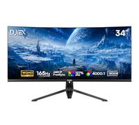 DJiEX 34 Inch Curvo Monitor 4K FHD 3440 x 1440p 165Hz 1500R Screen 99% sRGB Home Office Gaming Computer Monitor Sync Visual Experience for Work & Play Support Wall Mount Install