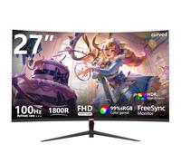 DJiEX Monitor curvo de 27 pulgadas, monitor de computadora de 100 Hz FHD 1080p, HDR, 99% sRGB, 1800R, compatible con VESA, para tableta, escritorio, biseles estrechos en tres lados, filtro de luz azul