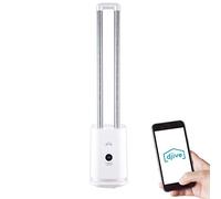 djive Flowmate Tower one ventilador sin aspas, silencioso, con control de aplicación móvil y Alexa, purificador de aire con filtro HEPA 12, con mando a distancia, oscilante 80°, 35W, Arctic White