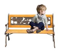 DJJYCTNM Banco Infantil de 2 Plazas para Jardín y Patio, Banco Jardin Exterior con Diseño de Animales, De Madera y Hierro Fundido, Tamaño Mini, para Parque y Exterior