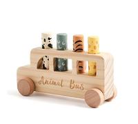 DJMAW Coche de Madera Pop-Up de Empuje, Juguete Educativo Stem para Bebés y Niños Pequeños, Niños & Niñas, Apilable, Agarrable, Entrenamiento Coordinación Mano-Ojo, Juego Interactivo Padres-Hijos