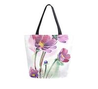 DJNGN Acuarela Cosmos Flores Lienzo Tote Bag Reutilizable Bolsas de comestibles Tote Bolsa de transporte con asas