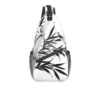 DJNGN Bambú Imagen del árbol Caligrafía china Crossbody Chest Bag, Bandolera, Fin de semana Senderismo al aire libre Mochila, Adecuado para hombres y mujeres