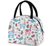 DJNGN Bolsa de almuerzo aislada con diseño de unicornio y llama, reutilizable, con varios bolsillos, con asa, para mujeres y hombres, trabajo escolar, picnic, viajes al aire libre