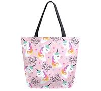 DJNGN Bolsa de compras reutilizable con diseño de estrellas de unicornio, bolsa de lona, grande, plegable, lavable, bolso de hombro para mujer