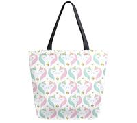 DJNGN Bolsa de compras reutilizable con diseño de unicornio, bolsa de lona, grande, plegable, lavable, bolso de hombro para mujer