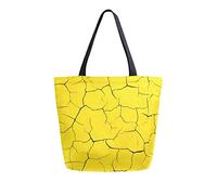 DJNGN Bolsa de lona amarilla con defectos, bolsas de comestibles reutilizables, bolsa de transporte con asas
