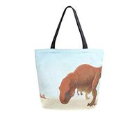 DJNGN Bolsa de lona Bolsa de transporte de dinosaurio del desierto Bolsa de hombro informal para ir de compras Bolsa de viaje Bolsas de comestibles reutilizables