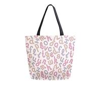 DJNGN Bolsa de lona con diseño de alfabeto sin costuras, bolsas de comestibles reutilizables, bolsa de transporte con asas