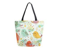DJNGN Bolsa de lona con diseño de pájaro bonito, bolsas de comestibles reutilizables, bolsa de transporte con asas