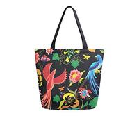 DJNGN Bolsa de lona con diseño de pájaros y pájaros, bolsas de comestibles reutilizables, bolsa de transporte con asas