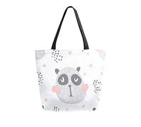 DJNGN Bolsa de lona con diseño de panda para guardería, bolsas de comestibles reutilizables, bolsa de transporte con asas