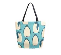 DJNGN Bolsa de lona con diseño de pingüino gordo, bolsas de comestibles reutilizables, bolsa de transporte con asas