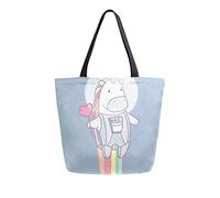 DJNGN Bolsa de lona con diseño de unicornio y astronauta, bolsas de comestibles reutilizables, bolsa de transporte con asas