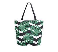 DJNGN Bolsa de lona con hojas de Plam, bolsas de comestibles reutilizables, bolsa de transporte con asas