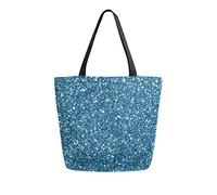 DJNGN Bolsa de lona con purpurina azul brillante falso, bolsas de comestibles reutilizables, bolsa de transporte con asas
