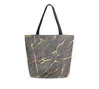 DJNGN Bolsa de lona dorada de mármol Bolsas de comestibles reutilizables Bolsa de transporte con asas