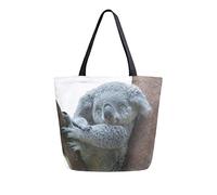 DJNGN Bolsa de lona Koala Descansando y durmiendo Bolsa de transporte Bolsa de hombro informal para ir de compras Bolsa de viaje Bolsas de comestibles reutilizables