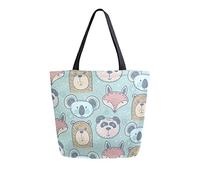 DJNGN Bolsa de lona Koala Panda Bear Fox Bolsa de transporte Bolsa de hombro informal para compras Bolsa de viaje Bolsas de comestibles reutilizables