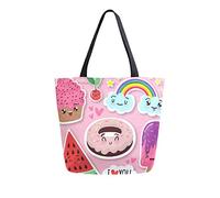 DJNGN Bolsa de lona para postres de verano, bolsas de comestibles reutilizables, bolsa de transporte con asas