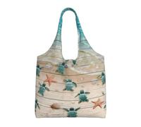 DJNGN Bolsa de lona reutilizable con diseño de marina y estrella de mar para mujer, perfecta para la compra, la playa, los viajes y el día a día, color negro, talla única.