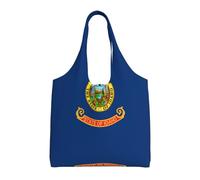 DJNGN Bolsa de lona reutilizable con la bandera del estado de Idaho para mujer, perfecta para la compra, la playa, los viajes y el día a día, color negro, talla única.
