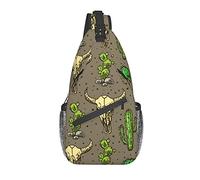 DJNGN Bolso bandolera de calavera de toro y cactus lindo, bolso de hombro, mochila de senderismo al aire libre de fin de semana, adecuado para hombres y mujeres