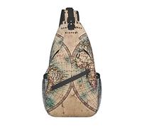 DJNGN Bolso cruzado de pecho con mapa del mundo manchado antiguo, bolso de hombro, mochila de senderismo al aire libre de fin de semana, adecuado para hombres y mujeres