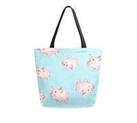 DJNGN Bolso de lona Bolso de transporte de cerdo Bolso de hombro informal para compras Bolso de viaje Bolsas de comestibles reutilizables