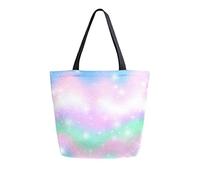 DJNGN Bolso de lona con tema de arcoíris Pastel, bolso de transporte, bolso de hombro para compras, bolso de viaje, bolsas de comestibles reutilizables