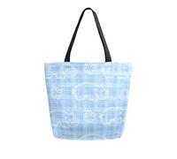 DJNGN Bolso de lona, divertido hipopótamo, bolso de transporte a cuadros, bolso de hombro informal para ir de compras, bolsa de viaje, bolsas de comestibles reutilizables