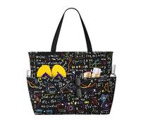 DJNGN Bolso de playa con estampado de fórmulas matemáticas, gran capacidad, impermeable, resistente a la arena y ligero.