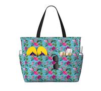 DJNGN Bolso de playa grande con estampado Hello Hawaii para mujer, impermeable, plegable, con cremallera, ideal para viajes y vacaciones.