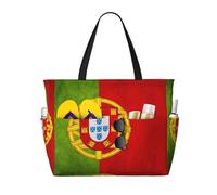 DJNGN Bolso de playa plegable grande, resistente al agua, con estampado de la bandera de Portugal, ideal para viajes, gimnasio y camping.