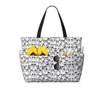 DJNGN Bolso tote extragrande con lindos bocetos de pingüinos para mujer, bolso de playa plegable con bolsillo, bolso de fin de semana, bolso de viaje o para pasar la noche.