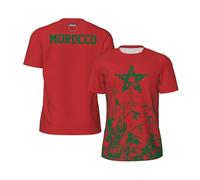 DJNGN Camiseta Deportiva de Malla con Estampado de la Bandera de Marruecos, Estilo Retro, Ideal para Correr, Ciclismo, fútbol, Tenis, Fitness y Escalada.