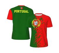 DJNGN Camiseta Deportiva de Malla con Estampado de la Bandera de Portugal, Estilo Retro, Ideal para Correr, Ciclismo, fútbol, Tenis, Fitness y Escalada.