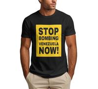 DJNGN Camiseta Detengan los bombardeos de Venezuela para Hombre, No a la Guerra, Paz