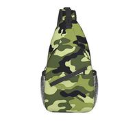 DJNGN Camo Green Crossbody Chest Bag, Bandolera, Mochila de senderismo al aire libre de fin de semana, adecuada para hombres y mujeres