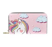 DJNGN Cartera para Mujer Carteras de Embrague para Mujer Tarjetero Organizador Cuero Cremallera Monedero Unicornio