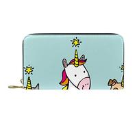 DJNGN Cartera para Mujer, monederos de Mano para Mujer, Tarjetero, Organizador, Monedero de Cuero con Cremallera, Divertido Unicornio, Perro, Caballo