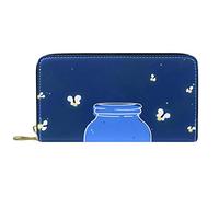 DJNGN Cartera Piel Piel Cremallera Monedero Largo Azul Luciérnaga