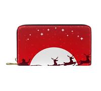 DJNGN Cartera Piel Piel Cremallera Monedero Largo Christmas Raindeer & Santa-01