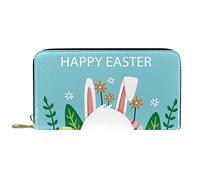 DJNGN Cartera Piel Piel Cremallera Monedero Largo Flat-Happy-Easter-Day-Background