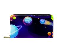 DJNGN Cartera Piel Piel Cremallera Monedero Largo Galaxy Space Planet